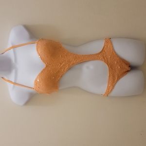 DiNeila Brasil Tropical Sequin Cutout One Piece in Peach